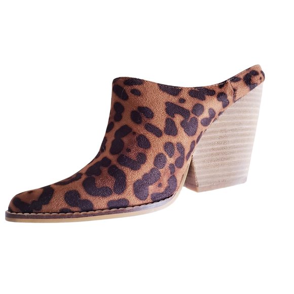 NWOT Beast Fashion Leopard Suede Pointed Open Back Boot 7 - Picture 6 of 6